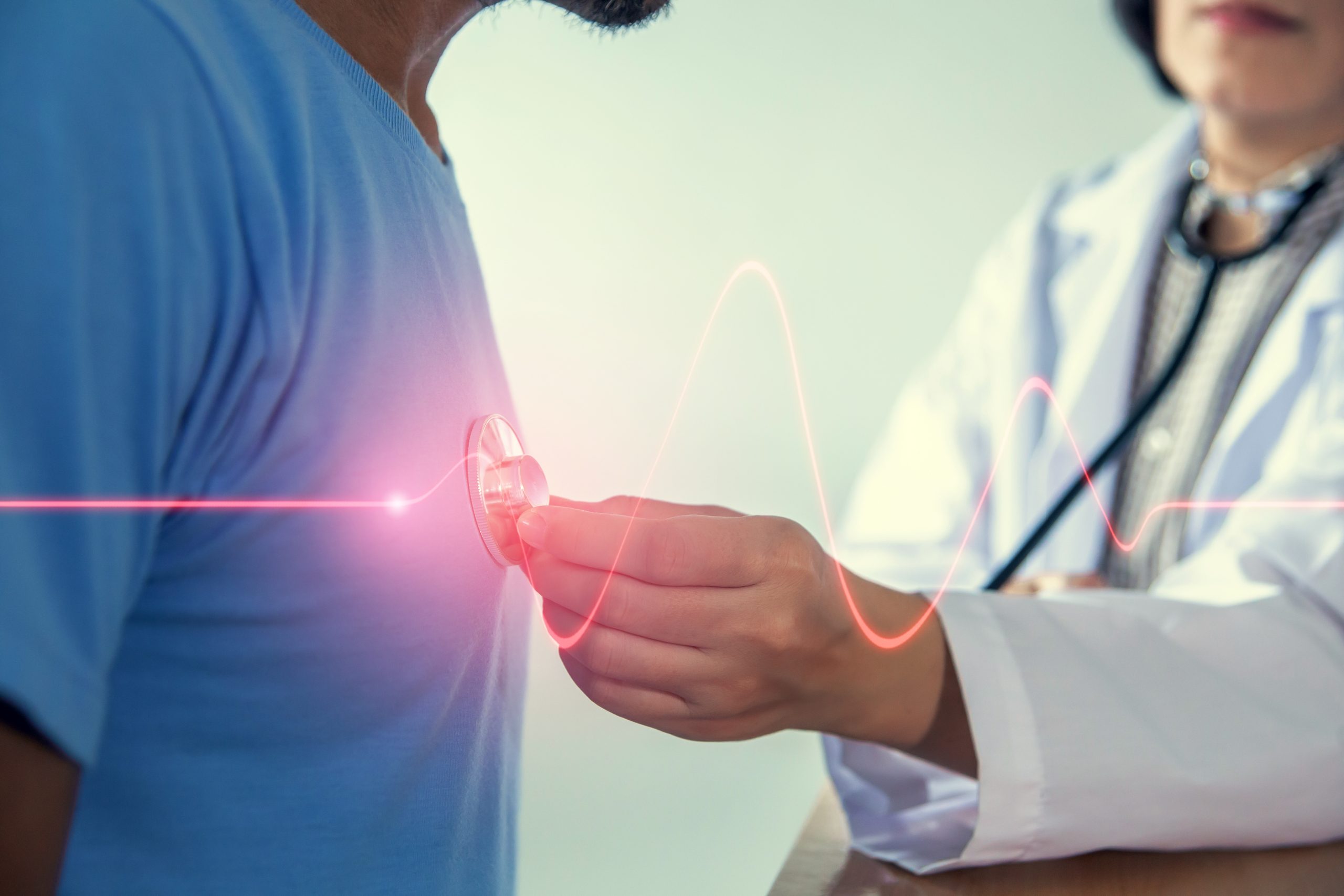 Man with Heart Disease getting his heart checked by doctor