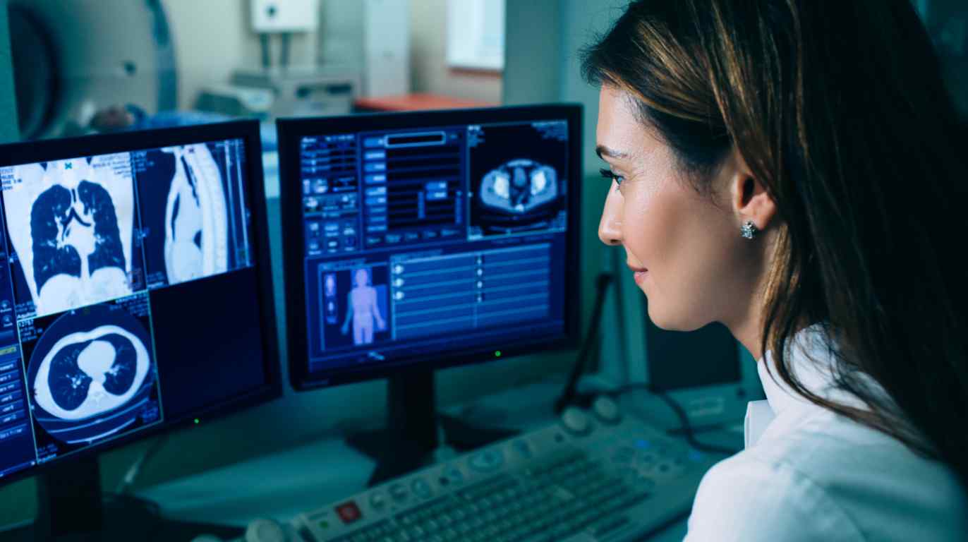 Doctor looking at a chart